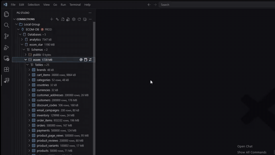 NexQL dashboard overview